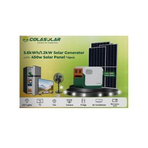 COLASOLAR Cola 3600 3.6Kwh Solar Generator With 4 Pieces 450W Solar Panels- Reliable Power Backup For Homes , Offices And Industries 
