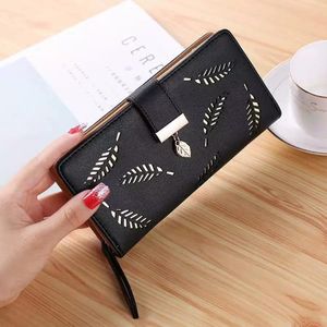 Women Ladies Wallet PU Leather Ladies Long Wallet Compact - Black
