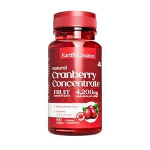 Earth's Creation Cranberry 4200mg Fruit Concentrate – 60 Softgels – Urinary Tract, Bladder & Immune Support