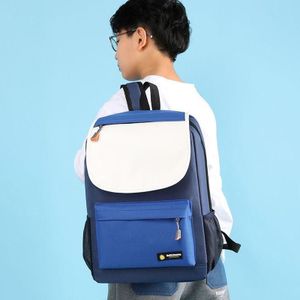 School Bag, Student Backpack, Unisex Backpack, Laptop Backpack, Casual Backpack, Travel Backpack, Work Backpack, Spacious Work & Travel Bag, Lightweight Multi-Compartment Backpack with Front Pocket & Side Mesh Pockets - Blue & White Casual Backpack.