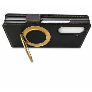 Leather flip case with screen protector for Samsung Galaxy z fold 5 - black