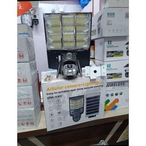 ORIGINAL SOLAR Street Light With Dual CCTV Camera PTZ Rotate 360° Big Face + free pole & free sim
