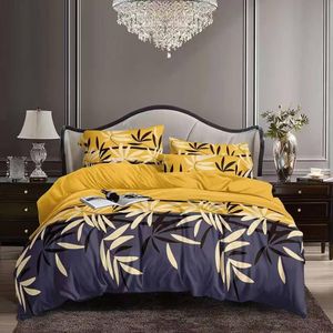 Yellow leafy duvet bedsheet and bedsheet and 2 pillow cases 