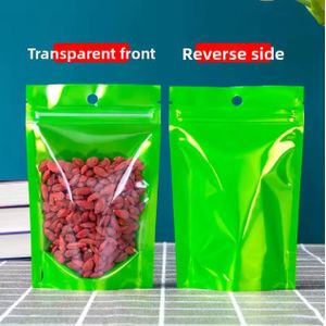 50 Pieces Green Back With Transparent Front Ziplock Pouch