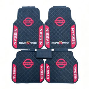 Nissan GT-R Power Heavy Duty Universal Rubber Car Floor Mats - 5-Piece Set (Red/Black)