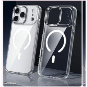 Iphone 17pro max transparent magsafe charging case with lens shield