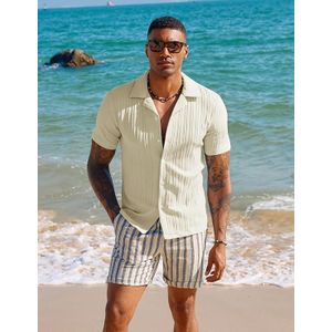 COOFENRISY Mens 2 Piece Outfits Casual Summer vacation Beach resort wear Button Down Shirt Shorts Set