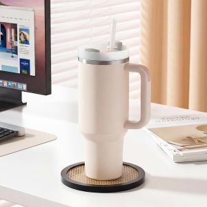 1200ml Insulated Tumbler-Spill Proof with Handle Straw, Pink