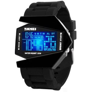 Skmei Digital Multi Color LED Light Sport Wrist Watch With Silicone Strap - Black