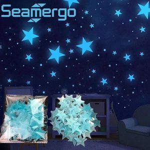 Luminous Fluorescent 3D Stars Sticker Glow In The Dark Stars Home Decoration Stickers-Blue