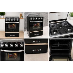 Nexus 4 Gas Burner Standing Cooker with Gas Oven and Wood Finish Design