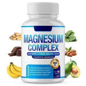 SUPPLEMENT NEEDS Magnesium (Glycinate, Citrate, Malate, Oxide) - Extra Strength 1000mg - Supports Sleep, Muscle Recovery, Nerve Function & Heart Health - 90 Capsules For Men And Women