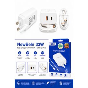 NewBeln 33W Fast Charger - SON Certification - 1 Year Warranty - White
