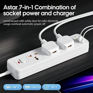 AStar 7-in-1 safety design socket with 1.8M, includes overload protection and high temperature resistance