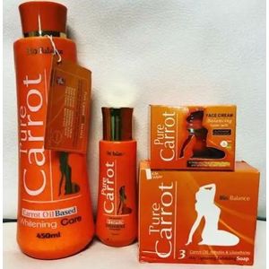 Pure Carrot Pure-Carrot Bio Balance Carrot Oil Based Set Body Lotion 450ml, Serum, Bathing Soap & Face Cream.