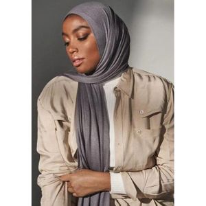 Breathable Plain Jersey Hijab Scarf Grey