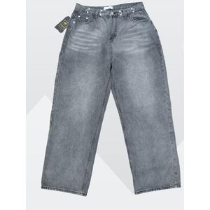 High quality ladies long length baggy cut boyfriend jeans 