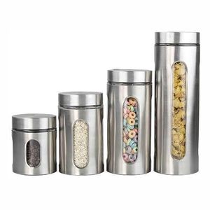 Stainless steel food storage canisters 