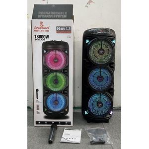 Avcrowns Three 8 inches rechargeable Bluetooth speaker with 1 wireless mic and remote control