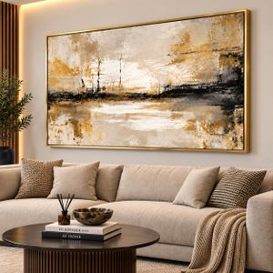Home Decorators Collection Abstract Gold & Black Textured Wall Art Frame – Luxury Modern Canvas Decor