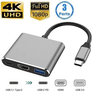 USB-C HUB 3in1 Type C 3.0 to HDMI-compatible Docking Station PD Fast Charge 4K HD Adapter Splitter For MacBook Phone Computer