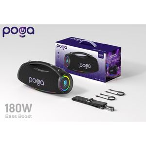 Poga 180W Boombox Bluetooth Speaker - Bass Boost - Portable Party Speaker - RGB Lights - TWS - Waterproof - Shoulder Strap