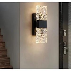 Luxury Ice-Crystal LED Wall Sconce – Modern Up & Down Waterproof Wall Lamp for Corridors, Living Room & Bedroom
