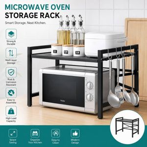 Microwave Oven Storage Rack - Multi-purpose Kitchen Organizer 