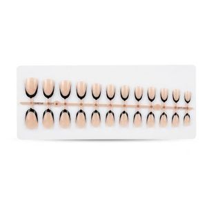 24-Piece Black Outline Nude French Tip Press-On Nails Set