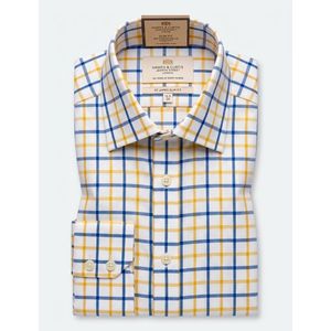 Hawes & Curtis Men's Yellow & Blue Check Slim Fit Shirt
