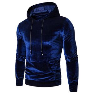 Velvet Men Tracksuit Royal Blue Mens Hoodie With Front Pocket 