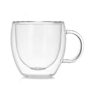 Transparent Creative Letter Printed Glass Coffee Tea Drinks Dessert  Breakfast Milk Cup Glass Mugs Handle Drinkware Coffee Cup