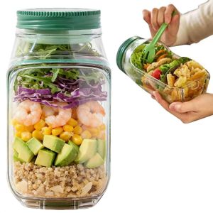 The Salad Pod, Portable Salad Jar,Salad Container Side Open with Lid, Suitable for Work, Outdoor, Travel（Green）