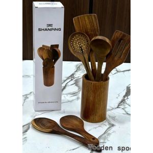 SHANPING Premium Handcrafted Wooden Kitchen Utensils Set