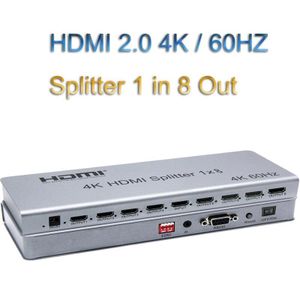 4K 60Hz HDMI 1x8 Video Splitter with EDID Configuration and RS232 Connectivity