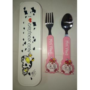 Lovely Kids Cartoon Feeding Set + Plastic Case - Also Unique Party Favour