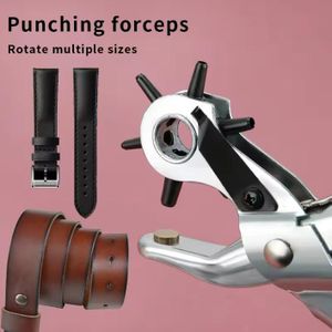 Leather Hole Punch,9" Belt Hole Puncher for Leather Heavy Duty 6 Size Revolving