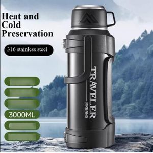 Large Capacity Double Wall Stainless Steel Insulated Water Bottle With Tea Water Seperation Filter for Outdoor Camping/Hot and Cold Water Flask For Nursing Mothers