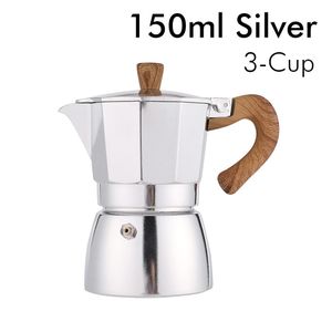 Coffee Maker Aluminum Moka Pot Italian Type Espresso Percolator Pot Latte  Stovetop 150/300ML 3/6