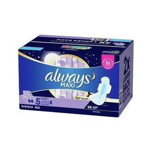 Always Extra-Heavy Overnight Maxi Pads with Flexi-Wings, 54 ct.