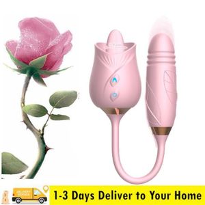 Rose Shape Female Clitoral+G-spot+Nipples Stimulation Massager with Suction & Vibration| 2-in-1 USB-Rechargeable 10 Modes Female Vibrator, Waterproof, Skin-friendly, Quiet Design|Licking Clit Vagina Tonqgue Sucking and Anal Plug for Sexual Satisfaction