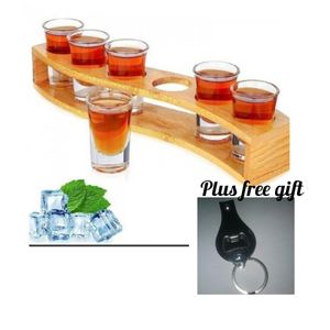 Shot Glasses 6 Pieces With Wooden Holder