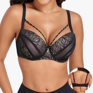 Binnys Black&beige Elegant Bra,Special Collection Women'S Sexy French Lace Bra, Supportive Underwire Soft Steel Band, Non-Removable Padding, Suitable for Everyday And Formal Wear  