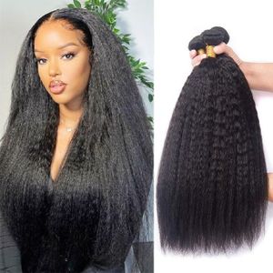 Kinky Straight Hair 3 Bundles 100g/Pcs Yaki Straight Natural Black