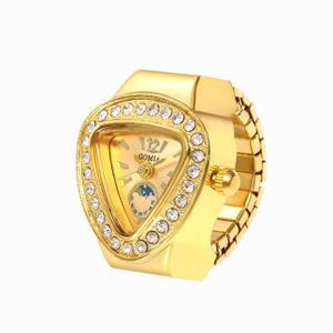 Vintage Golden Ring Watch for Women - Retro Mini Finger Watch, Quartz Movement - GOLD