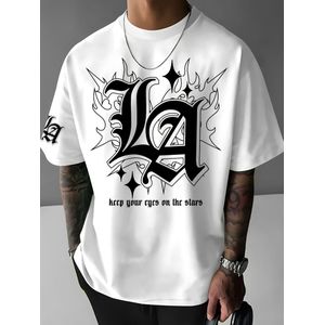 Cloth Men's Oversized LA Gothic Graphic T-Shirt – White
