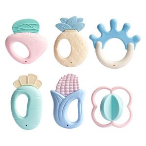 6-Pack Vegetable & Fruit Shaped Baby Teething Toys BPA-Free Silicone Teethers  Teething Relief for Infants  Easy-Grip & Hygienic Perfect Baby Shower Gift