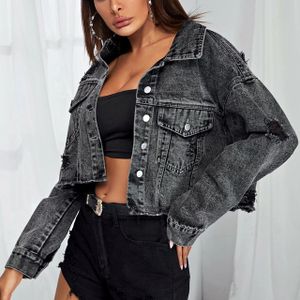 Crop top and jean store jacket