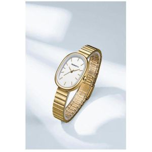 Geanli Rebirth Stylish 2089 Luxury Women's Oval Quartz Wristwatch - Gold Stainless Steel