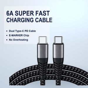 1.5M USB Type-C to Type-C Fast Charging Cable PD Charge Cable for Samsung Xiaomi iPad MacBook Black Data Sync Cord